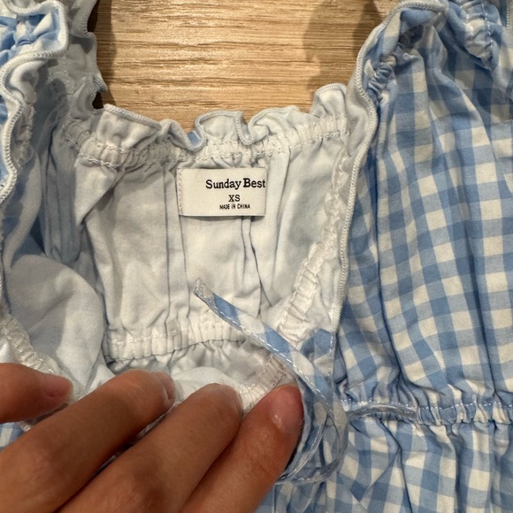 Sunday Best Blue Checkered Ruffle Camisole - Picture 3 of 3